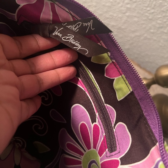 Vera Bradley FRILL Purple Green Floral Coated Vinyl  Bow Handle Hobo Handbag - Picture 15 of 15